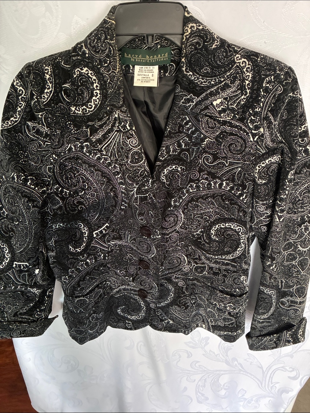 Harve Benard Black Paisley Evening Blazer